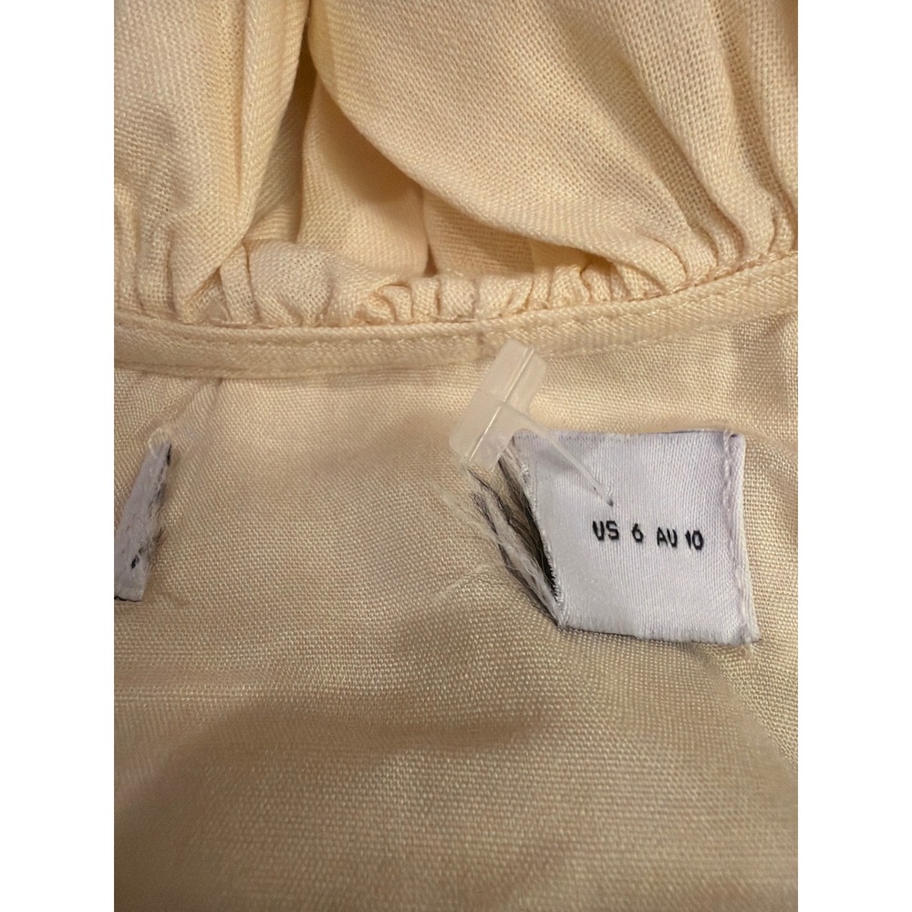 Petal & Pup Brienne Maxi Dress Butter Yellow Ruffle Low Back Linen Blend US 6 - Picture 7 of 7